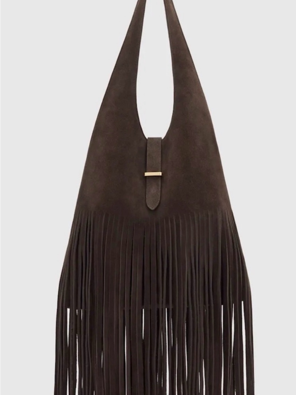 NWT Reformation Chocolate Brown Ivy Fringe Suede Shoulder Bag